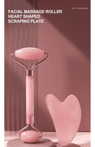 * Gua Sha Facial Masajeador Rodillo Rosa Resina Antiedad