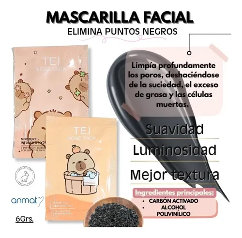 Mascarilla Peel Off X10 Elimina Puntos Negros Capibara Tei