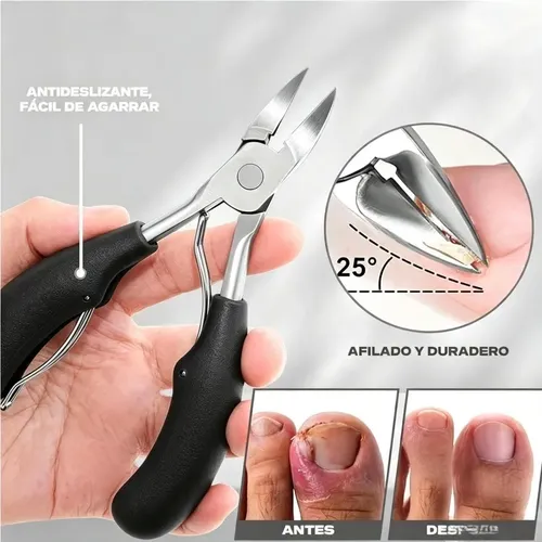 Set 7 Cortauñas Acero Inoxidable + Accesorios Manicura