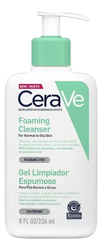 Cerave Gel Limpiador Espumoso Para Piel Normal A Grasa 236ml