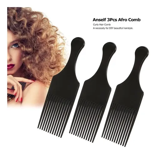 Anself 3pcs Peine Del Afro Rizado Cepillo De Pelo~)//