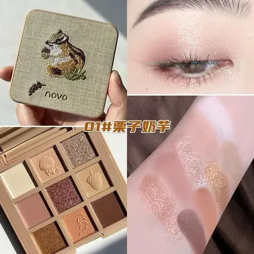 Paleta De 9 Sombras Tapa De Tela Bordada Ardilla Novo Viral