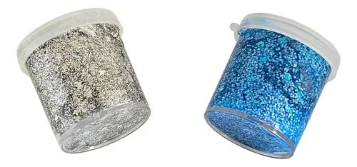 Kit Mundial Glitter Maquillaje Facial Azul Plata Strass
