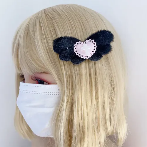 Pinza Para El Pelo Y2k Con Forma De Ala De Ángel Aesthetics  Black-2p