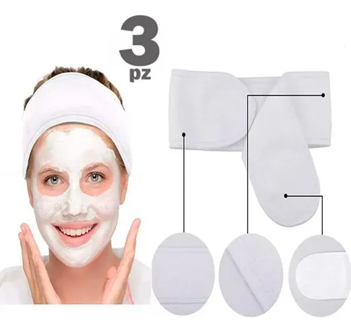 As Kit 3 Vinchas For Maquillaje Y Limpieza Blanco Xz