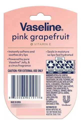 Vaseline Pink Grapefruit Lip Therapy Balsamo Labial De 7g