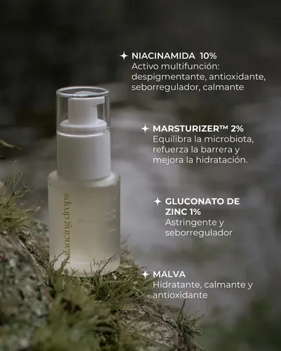 Kosmos Serum Multifunción Balancing Drops X 30ml Seborregulador y despigmentante Ideal para pieles oleosas