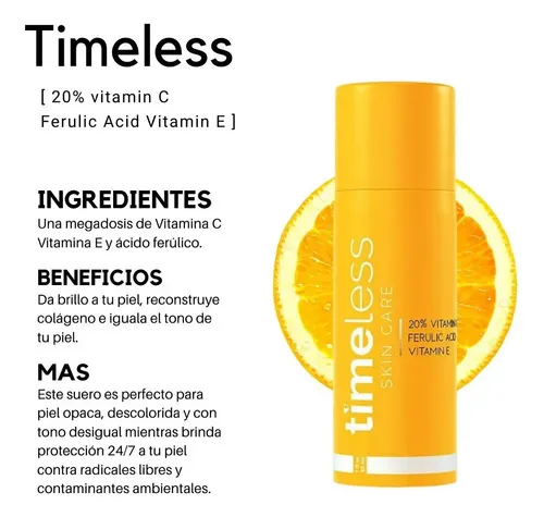 Timeless 20% Vitamin C + E Ferulic Acid Suero Facial Tipo De Piel Todo Tipo