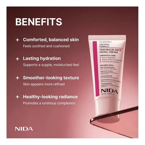 Nida Youthful-yam Mucin Crema Facial Con Retina, Pantenol