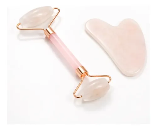 Roller Masajeador Facial Piedra Guasha Cuarzo Rosa Importado