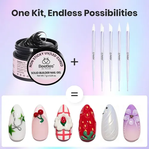 Kit 5 Herramientas Nail Art Gel 3d Silicona Diseño