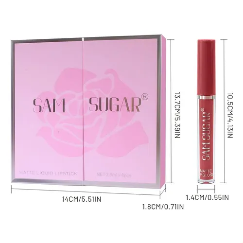 Juego De Brillos Labiales Mate De Terciopelo, 6 Unidades, An