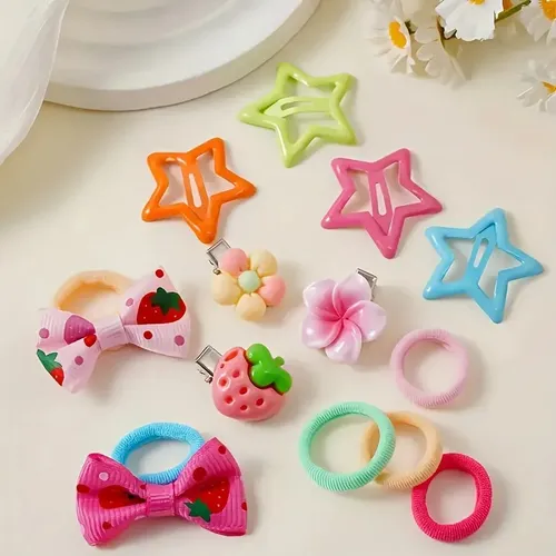 Set De Hebillas Y Gomitas Para Pelo Niña