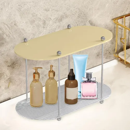 Organizador De Maquillaje Para Baño De 2 Niveles, Color Beig