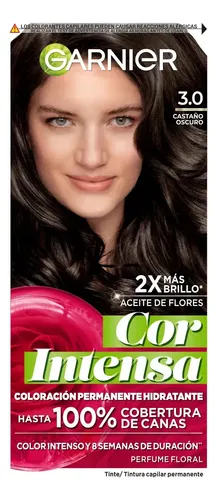 Kit Tintura Permanente Cor Intensa Tono 3.0 Castaño Oscuro Garnier