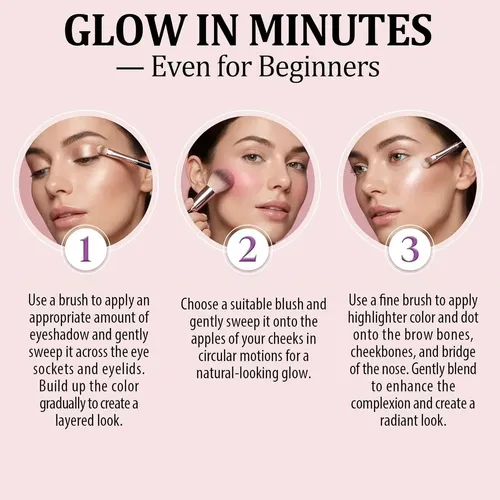 Paleta Iluminadora Zephoco Ojos Mejillas 4 Tonos Rosa Pálido