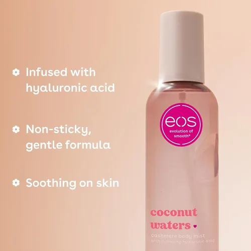 Bruma Corporal Eos Cashmere, Aguas De Coco, Spray Corporal Para Mujer, Bruma Para El Cabello, Perfume De Coco, Hidratante, Ácido Hialurónico, Glicerin