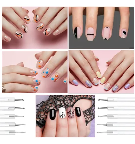 Set 5 Herramientas Para Uñas Dibujo Y Decoración