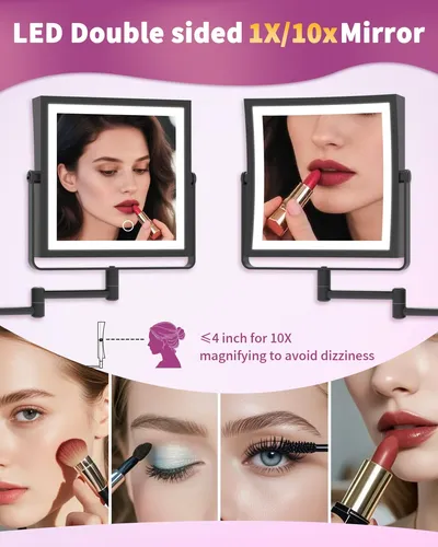 Espejo De Maquillaje Wzkaly Recargable Con Aumento 1x/10x Y