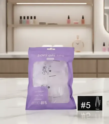 Tips Soft Gel Ballerina (viene Unico Número 5) Transparente
