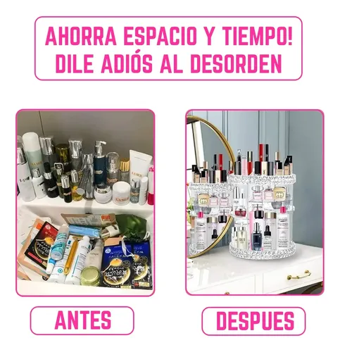Organizador Maquillaje Porta Cosmetico Giratorio Acrilico Color Transparente