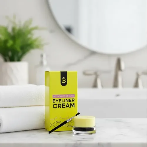 Delineador Ojos Negro Gel Crema Compacto Pincel Veoquiero