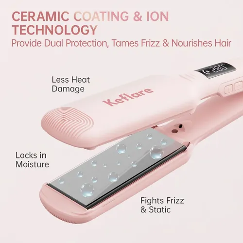 Plancha De Pelo Keflare De 4,3 Cm, 7 Temperaturas, Doble Vol
