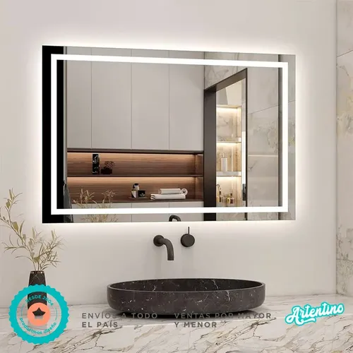 Espejo Led Pared Touch Rectangular Guarda Esmerilada 70x50cm