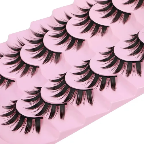 Pestañas Postizas Manga Anime Negras 7 Pares Cosplay