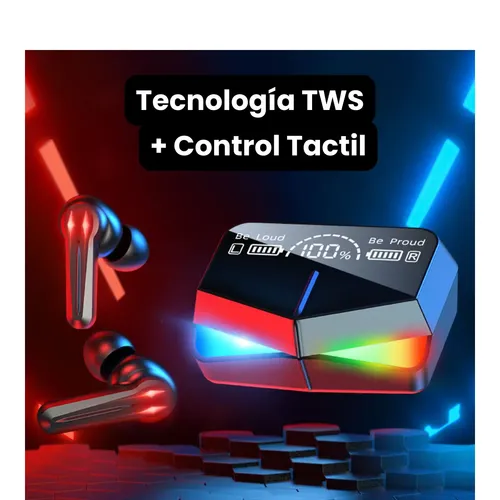 Auriculares Inalambricos Bluetooth 5.3 Gamer In Ear Tws Tactil Led Rgb Con Cancelacion De Ruido Y Microfono + Estuche Con Espejo Y Power Bank Usb Pantalla Lcd Gxtronics