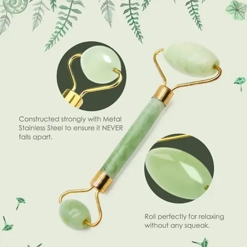 Masajeador Doble Rodillos Piedra Jade Facial Corporal