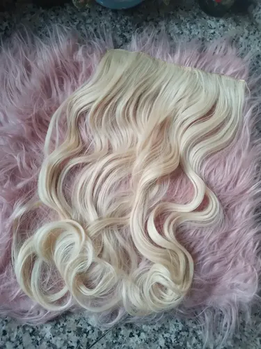 Cortinas De Pelo: Cabello Sintetico Premium Extensiones Color Platinado 88 Ondas