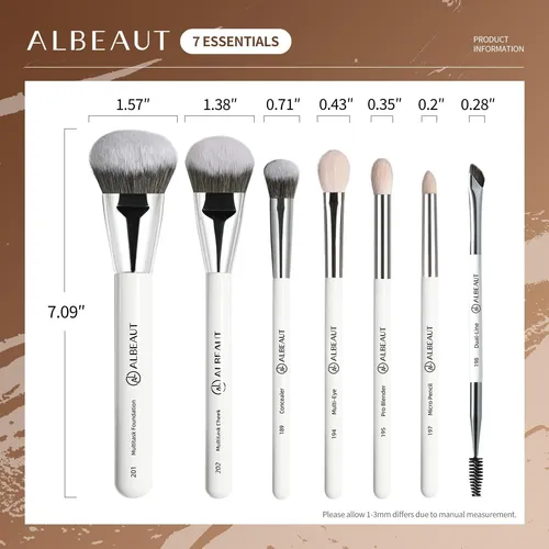 Albeaut Set Brochas Maquillaje 7 Piezas Rostro Ojos