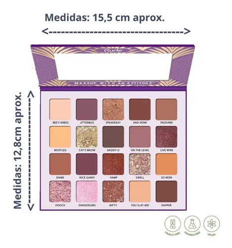 Paleta Sombras 20 Colores Brilloso Mate The Roaring 20’s Carefree Rude Cosmetics