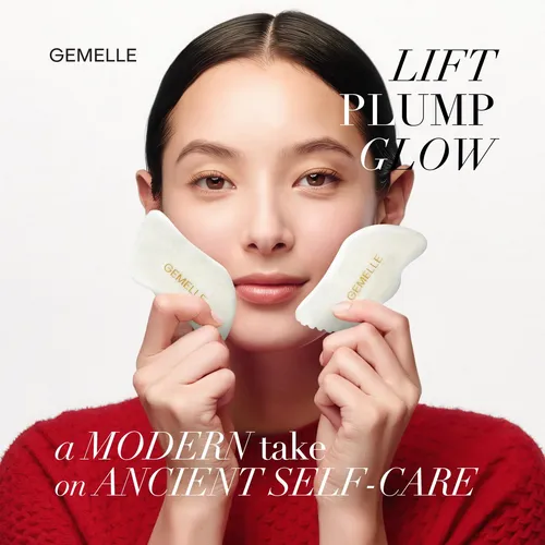 Gua Sha Gemelle Jade Blanco 5 Bordes Masaje Facial Corporal
