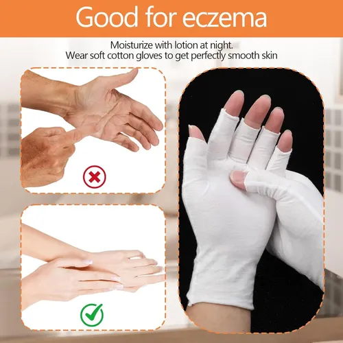 Guantes Algodón Blancos Sin Dedos Hidratantes Unisex 3 Pare