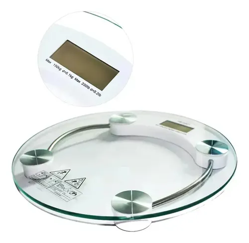 Balanza Digital De Baño Redonda Hasta 180 Kg Veoquiero Color Porta-especias Transparente Redondo