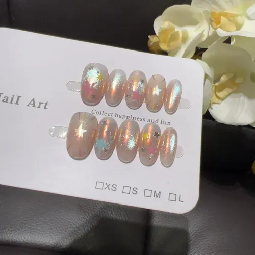 Alta Calidad Parche De Uñas Portátil Pink Aurora Cat Eye