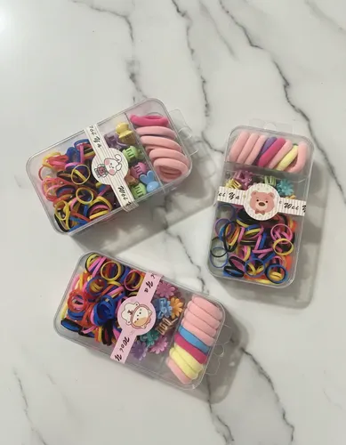 Set Accesorios Pelo Niña Gomitas Hebillas Colitas En Caja