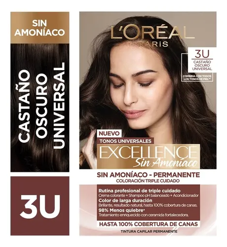 Coloración Permanente Excellence Sin Amoníaco L’oréal Paris 3u Castaño Oscuro Universal