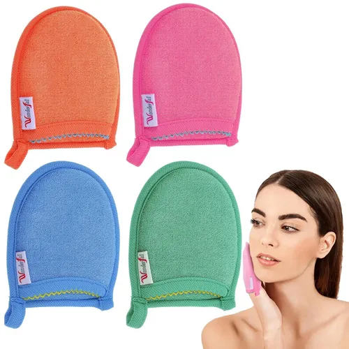 Manoplas Exfoliantes Faciales, Paquete De 4