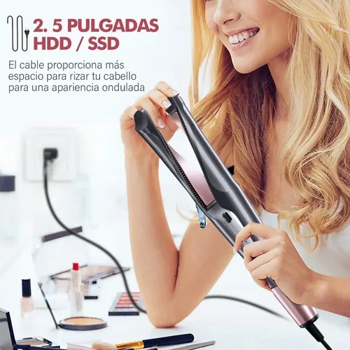 Plancha Rizadora Multifuncional 2 En 1 Negro