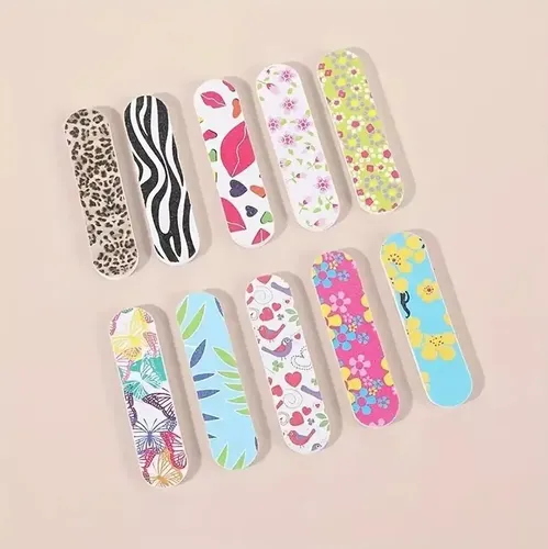 3 Limas Mini Estampadas Para Manicuria Uñas Esculpidas