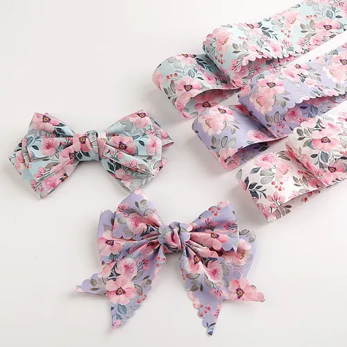 Lazos Para El Pelo Con Flores Con Borde Ondulado De 5 Yardas
