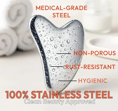 Gua Sha Dosensepro Acero Inoxidable Para Rostro Plata