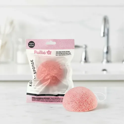 Konjac Esponja Vegetal Facial Rosa Pieles Sensibles Pollie