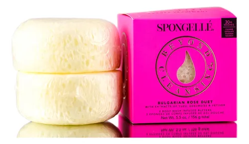 Dúo De Esponjas Exfoliantes Con Gel De Ducha Spongelle Rosa