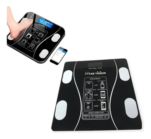 Balanza De Baño Bluetooth Familiar Ultra Slim 180kg Color Negro Pila