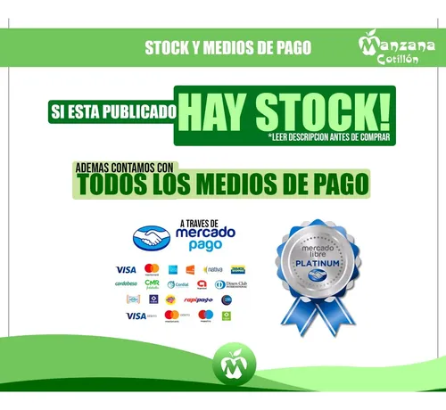 Combo Peluca Metalizada Verde X 5 Unidades