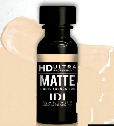 Base Maquillaje Líquida IDI Make Up HD Ultra Matte Tono 1 Alta Cobertura